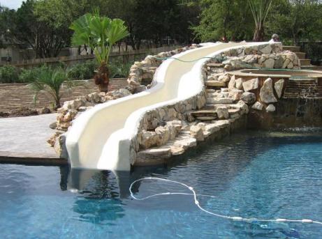 Backyard pool Waterslide